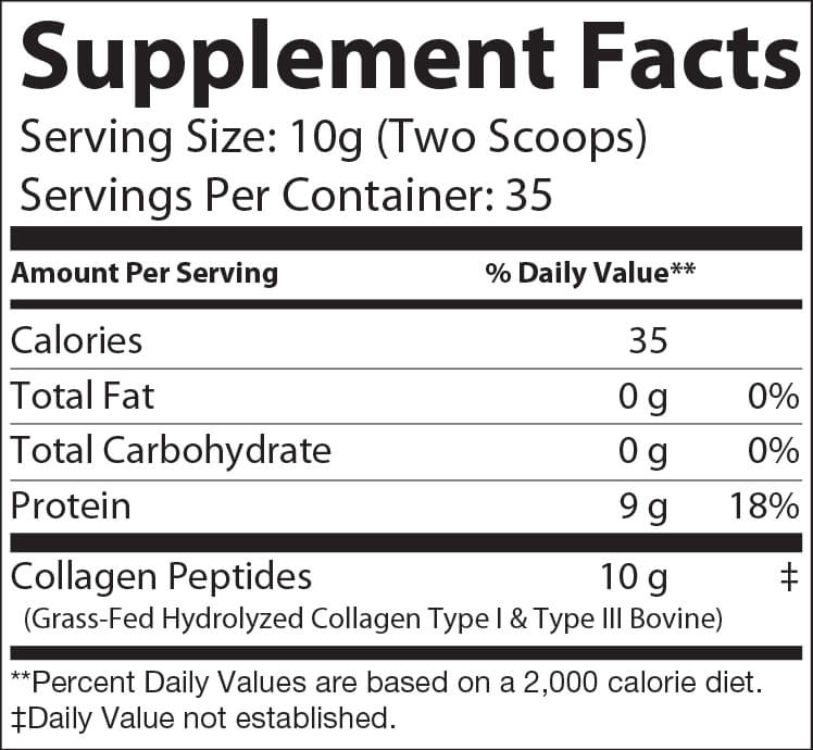 elite collagen supplement nutritional facts