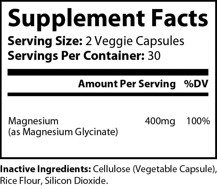 Reload Magnesium Glycinate Supplement nutrition facts